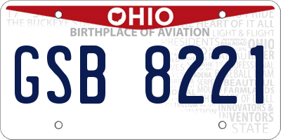 OH license plate GSB8221