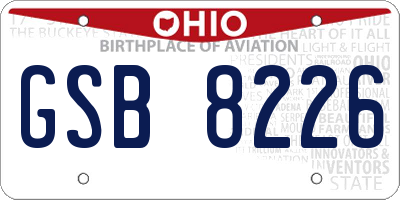 OH license plate GSB8226