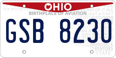 OH license plate GSB8230