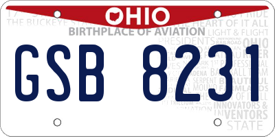 OH license plate GSB8231