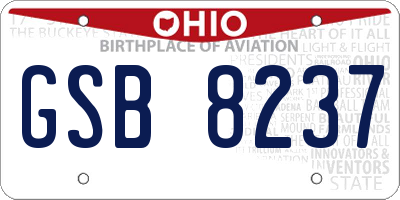 OH license plate GSB8237