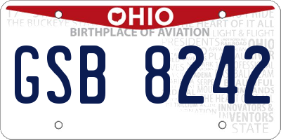 OH license plate GSB8242