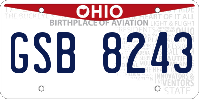 OH license plate GSB8243