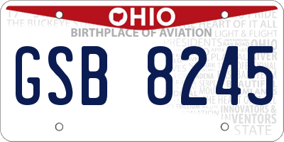OH license plate GSB8245