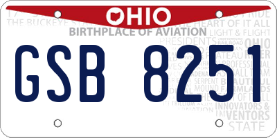 OH license plate GSB8251