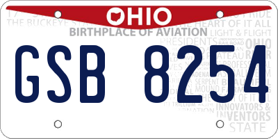 OH license plate GSB8254
