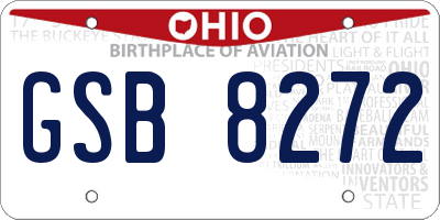 OH license plate GSB8272