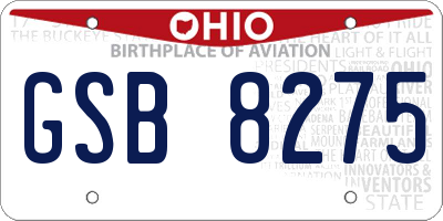 OH license plate GSB8275