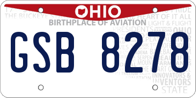OH license plate GSB8278
