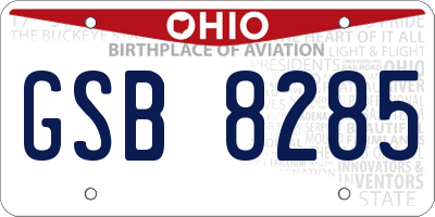 OH license plate GSB8285