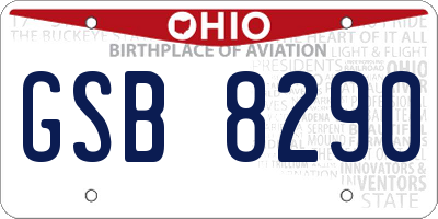 OH license plate GSB8290