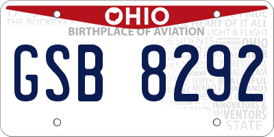 OH license plate GSB8292
