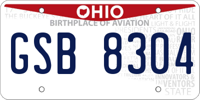 OH license plate GSB8304