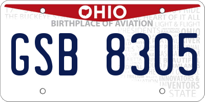 OH license plate GSB8305