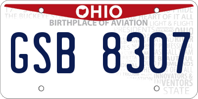 OH license plate GSB8307