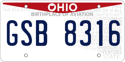 OH license plate GSB8316