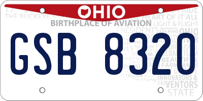OH license plate GSB8320