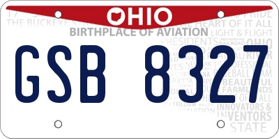 OH license plate GSB8327