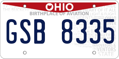OH license plate GSB8335
