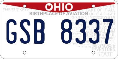 OH license plate GSB8337