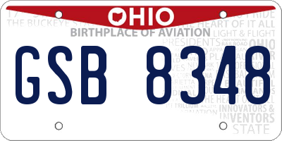 OH license plate GSB8348