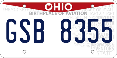OH license plate GSB8355