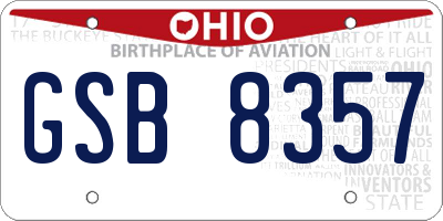OH license plate GSB8357