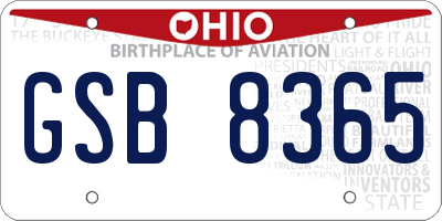 OH license plate GSB8365