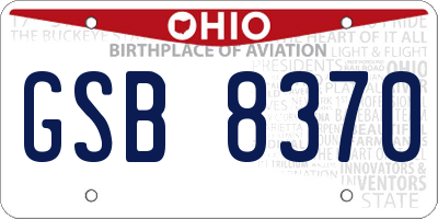 OH license plate GSB8370