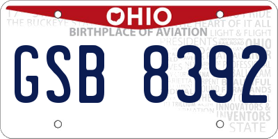 OH license plate GSB8392