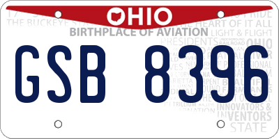 OH license plate GSB8396