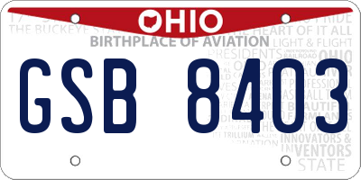 OH license plate GSB8403
