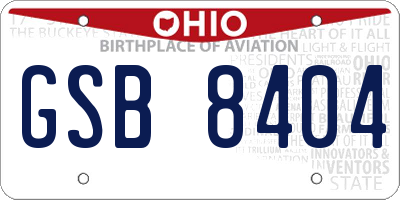 OH license plate GSB8404
