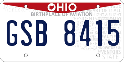 OH license plate GSB8415
