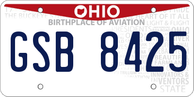 OH license plate GSB8425
