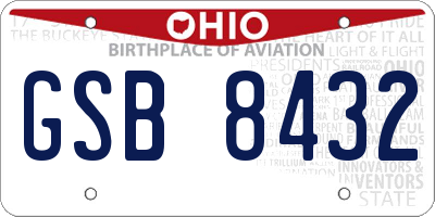 OH license plate GSB8432