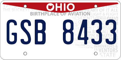 OH license plate GSB8433