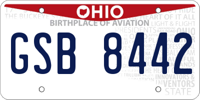 OH license plate GSB8442