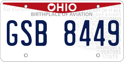 OH license plate GSB8449