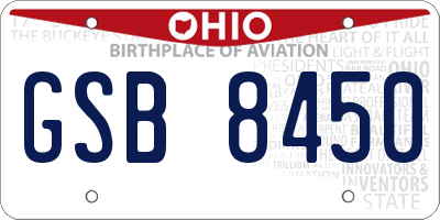 OH license plate GSB8450