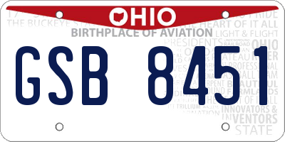 OH license plate GSB8451