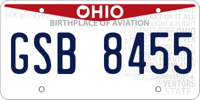OH license plate GSB8455