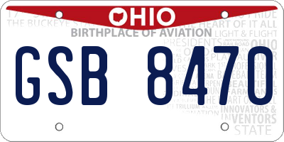 OH license plate GSB8470