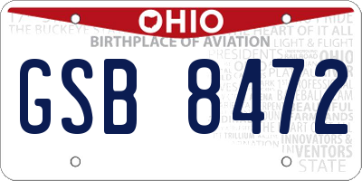 OH license plate GSB8472