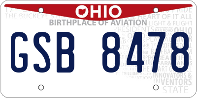 OH license plate GSB8478
