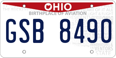 OH license plate GSB8490