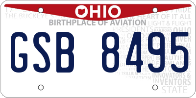 OH license plate GSB8495