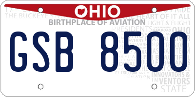 OH license plate GSB8500