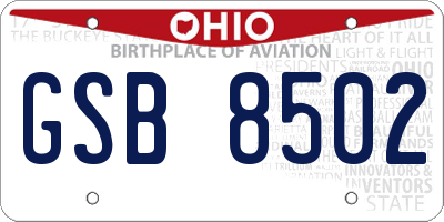 OH license plate GSB8502