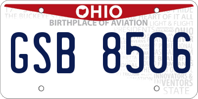 OH license plate GSB8506